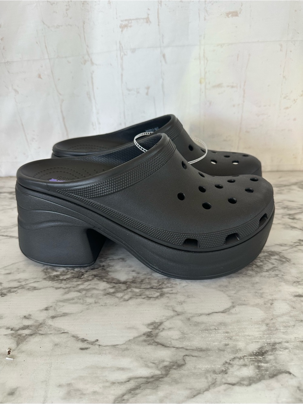 CROCS Siren Black Platform Clogs Women 12/13 Men 11 Chunky Heeled Mules